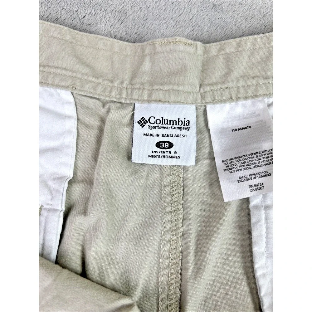 Columbia 38 (37x9) Tan Khaki Cargo Shorts‎ Hiking Outdoor Summer Casual Grunge